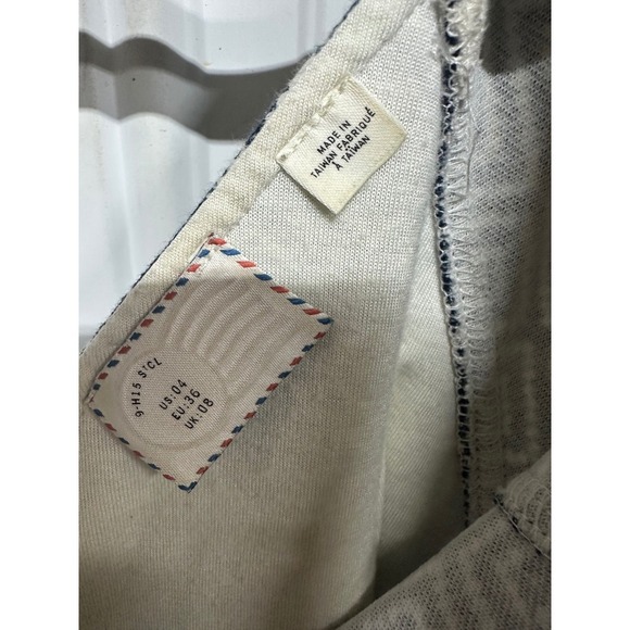 Anthropologie Postmark Open Back Dress Blue and White Diamond Stitch Size 4 - Picture 4 of 6